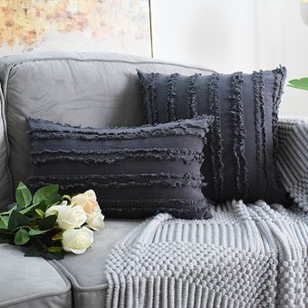 cubierta decorativa de Color gr Funda de cojín con borlas para sofá 