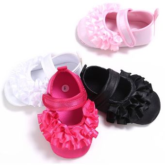 Zapatos de los bebés flores del cordón suave Único recién nacido princesa zapatos rojos. 