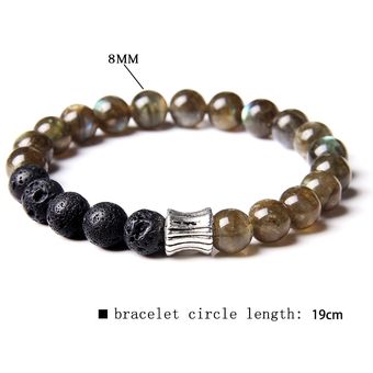 Pulsera De Cuentas De Roca Fundida Natural 8 Mm Redondeada 