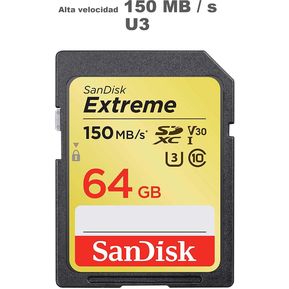 Tarjeta de memoria SanDisk Extreme 64gb SDXC , hasta 150 MBS