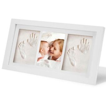 Bebé chico niños pie dedo mano foto de madera Marco de impresión de 