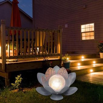 Lámpara de la bola de cristal solar LED Lotus impermeable de la luz del jardín del césped del paisaje del LED 
