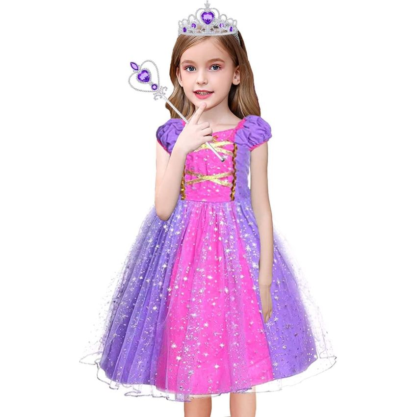 Vestido de cosplay de disfraces de Rapunzel para niñas