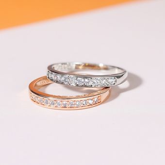 Doble Anillo Clásico Sra Rose Golden Cube Zirconia Anillo Doble Anillo Clásico Sra Rose Golden Cube Zirconia Anillo
