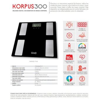 Bascula - Peso Balanza Digital Con Monitor De Grasa Corporal