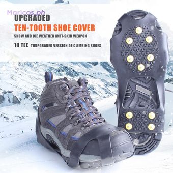 Zapato Bota Grapas del Hielo de la Nieve Zapato de tracción de 24 Dientes Nieve Antideslizante crampones Negro M Tamaño de Zapatos Cubierta 1 Par 