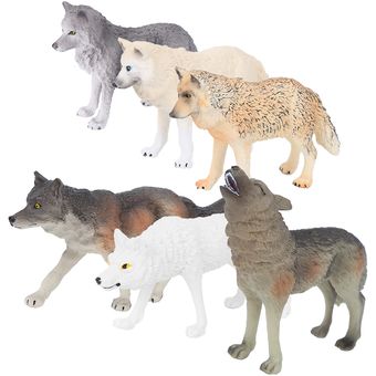 animal modelo decoración educación temprana juguete-6pcs Lobo 