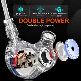 Auriculares De Doble Unidad Fonge F4 Subwoofer Hifi 4d Audio 