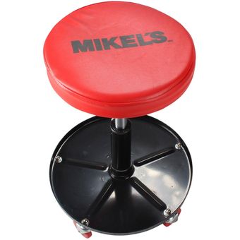 Taburete circular con asiento de acero inox y base de plástico 5 ruedas