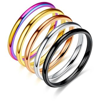 Shouman 2 Mm De Rosa Delgada Oro Antialérgico Anillo De De 