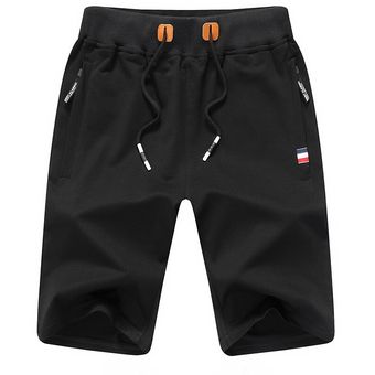 pantalones cortos de cintura elástica para hombre #DK-16JM Black Pantalones cortos de verano para hombre pantalones cortos de playa ajustados sólidos de algodón pantalones cortos de chándal 6XL para hombre 