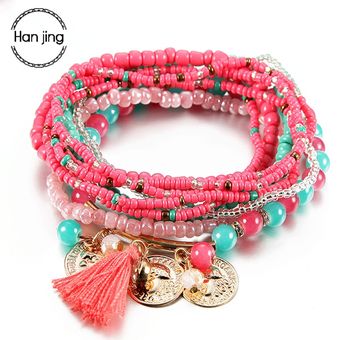 18 cm Conjunto de pulseras elásticas multicapa para mujer  ~ 