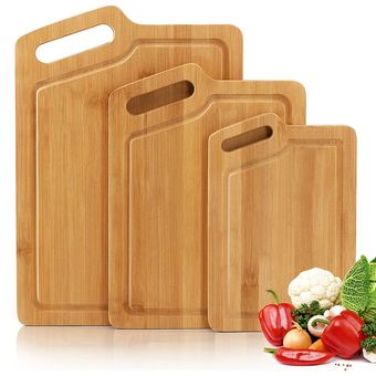 Tabla de cortar grande de madera para cocina, tablas de cortar de bambú  para cocina con ranura profunda para jugos, tablas de cortar de madera