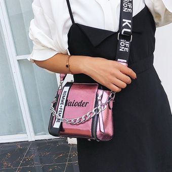 de lujo bolso las mujeres bolso mujer bolsos carta PU monedero de cuero mensajero Crossbody bolsos color láser #18cmx17cmx8cm 