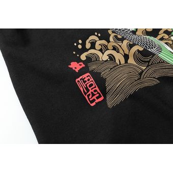 Estilo japonés Verano hombres marca ropa moda carpa pez manga corta 