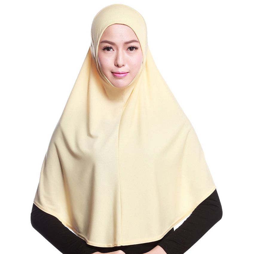 80 cm de largo diseño de color sólido suave musulmán cubierta completa Hijab Bonnet tapa