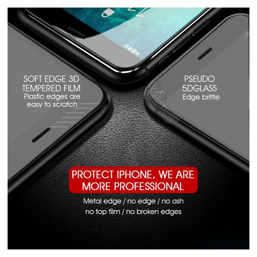 Aleación de Aluminio 7D Vidrio Templado para iPhone 6 6S 7 Plus Completo Protector de Pantalla pr