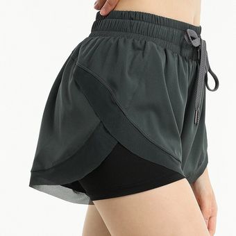Pantalones cortos deportivos 2 en 1 para mujer,mallas para gimnasio,Joga,Sexy,para co #Gray purple 