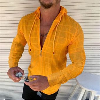 #Yellow Camisas de manga larga con capucha para hombre,camisa infor 