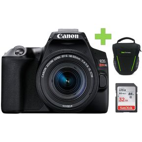 Cámara Canon EOS Rebel SL3-250D+18-55mm IS STM-Negro+SD 32GB+Bolso