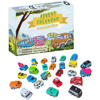 CALENDARIO DE ADAD DE NAVIDAD 24 días Cuenta regresiva Calendario 24 Mini juguete de coche para niños 