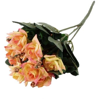 10 cabezas rosas artificiales flores ramo de bodas fiesta casa floral decoración 