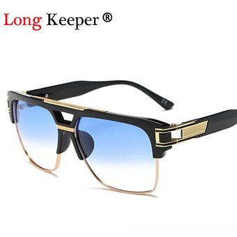Longkeeper Quality Men Sunglasses Big Square Semi Rimless Da 
