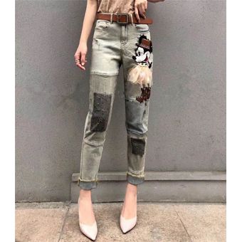 Z 172 Brilliant Jean Embroidered Mujer Trousers Azul 