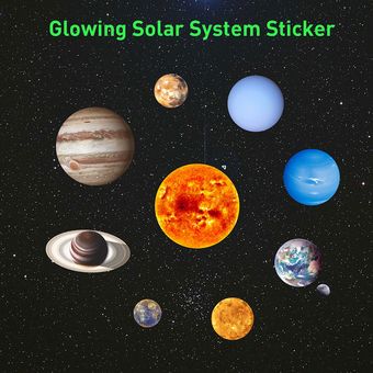 Los Nueve Planetas del Sistema Solar Luminiscente Pegatinas 