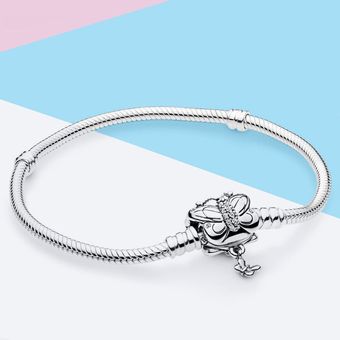 Pulsera Aaa Cz Butterfly 925 Silver Snake Basic Charms Para 