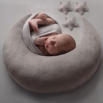 Cómoda decoración estrella Luna forma cojín sofá hogar cama almohada para foto Prop bebé sesión de fotos decoración accesorio 