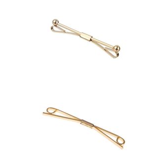 2x Clip de Corbata Tie Collar Bar Color Oro Accesorios de Moda 