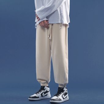 #Gray pantalones de chándal informales para hombre,Pantalón recto,holgado,con cintura elástica,para exteriores,primavera 