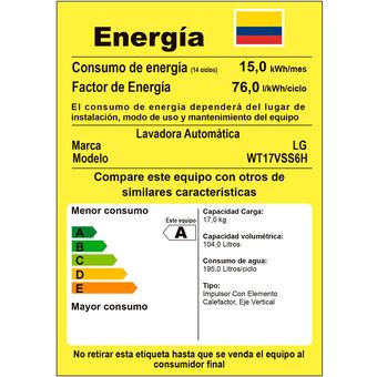 Activar Meseta fecha límite Lavadora LG Carga Superior 17 kg WT17VSS6H | Linio Colombia -  LG082HL108OCALCO