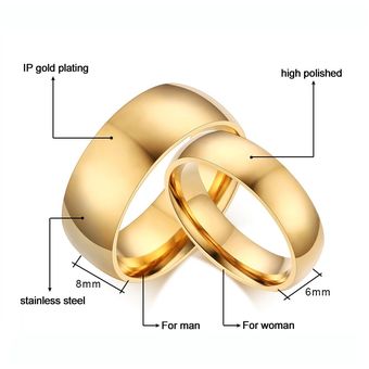 Anillos Dorados De Acero Inoxidable Para Hombres Y Mujeres 