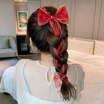 2021 nuevo chicas lindo sólido gasa lazo de seda larga broches para el cabello con cinta dulce pelo diadema de adorno horquillas de pelo de moda Accesorios 