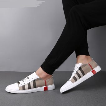 white#Zapatos de Skateboard transpirables para hombre zapatillas deportivas de alta calidad informales de cuero genuino 