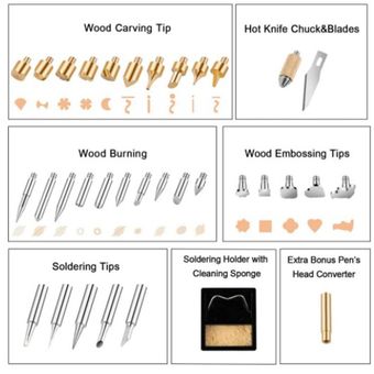 Kit de quemador de madera LCD de 45 piezas kit de herramientas de bol 