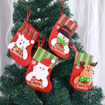 Medias de Navidad Colgando Árbol de Navidad Decoración Regalos Calcetines 
