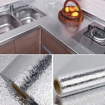 Papel Aluminio Para Cocina Con Pegatina Impermeable 40cm x 2Metros OEM
