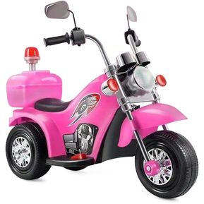 Moto Eléctrica para Niños Triciclo Trimoto Tipo Harley Chopper Luces ROSADA