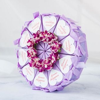 20 piezasazulRosa flor Triangular estilo de pastel de boda Cajas 