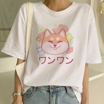 Camiseta Shiba Inu divertida y bonita con estampado de animales camiseta coreana con gráfico d HON 