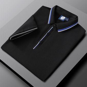 polo de solapa de negocios de alta calidad M-5XL Nueva camiseta de manga corta para hombre negro 