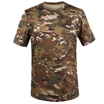 Hombres al aire libre de secado rápido camuflaje camiseta hombres respirable ejército táctico combate militar seco deporte Camo campamento camisetas 
