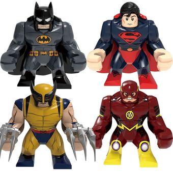 Gran tamaño héroes DC Batman Superman Flash Wolverines Modelo figura bloques de construcción ladrillos juguetes para los niños HON 