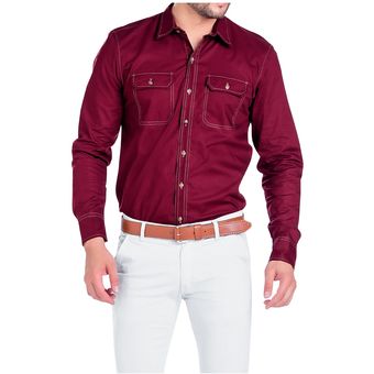 camisa vino tinto para hombre