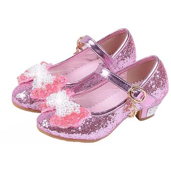 Zapatos Kid preciosa princesa sandalias sandalias del verano brillante nudo de la mariposa niños 