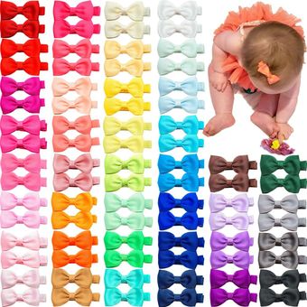80 piezas Pinzas para el pelo para bebé lazos para el pelo de 2 pulgadas pinzas de cocodrilo completamente envueltas 40 colores en pares 