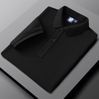 Nueva camiseta de manga corta para hombre gris M-5XL polo de solapa de negocios de alta calidad 